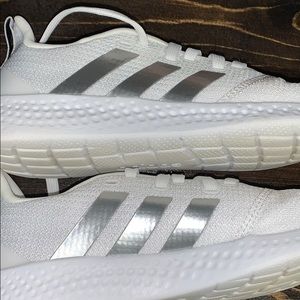 White and Silver Adidas Cloudfoam